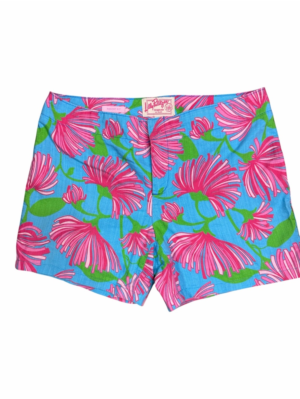Lilly Pulitzer Tradewind Kissue Pink & Blue Floral Cotton Shorts. EC. Size 4